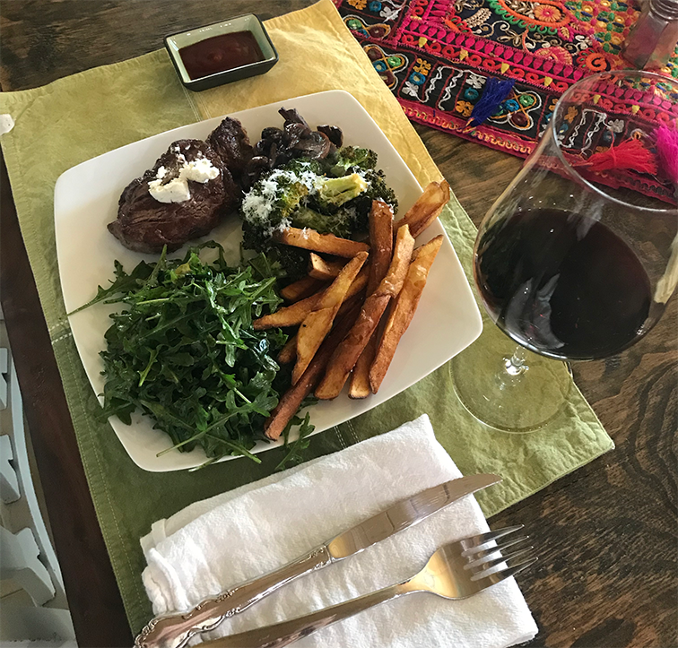 Steak and greens